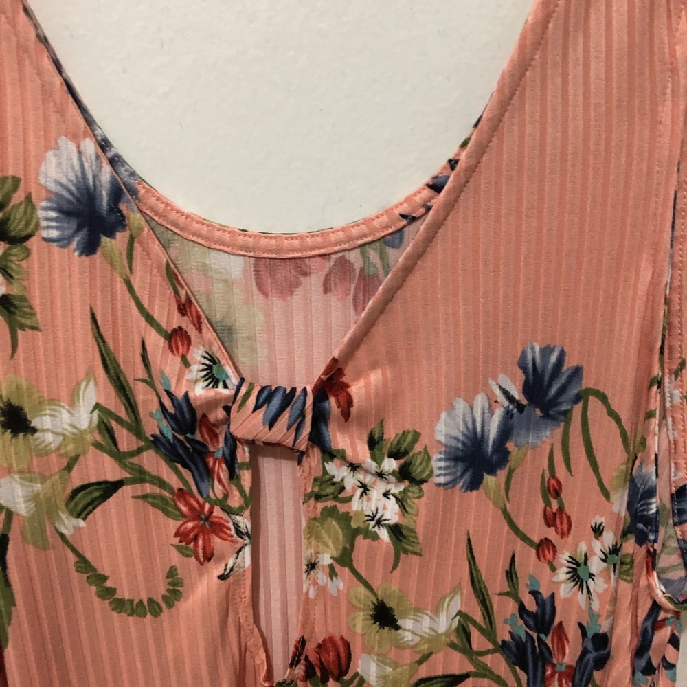 Floral blush pink Ribbed dress tunic dress - Picture 8 of 8